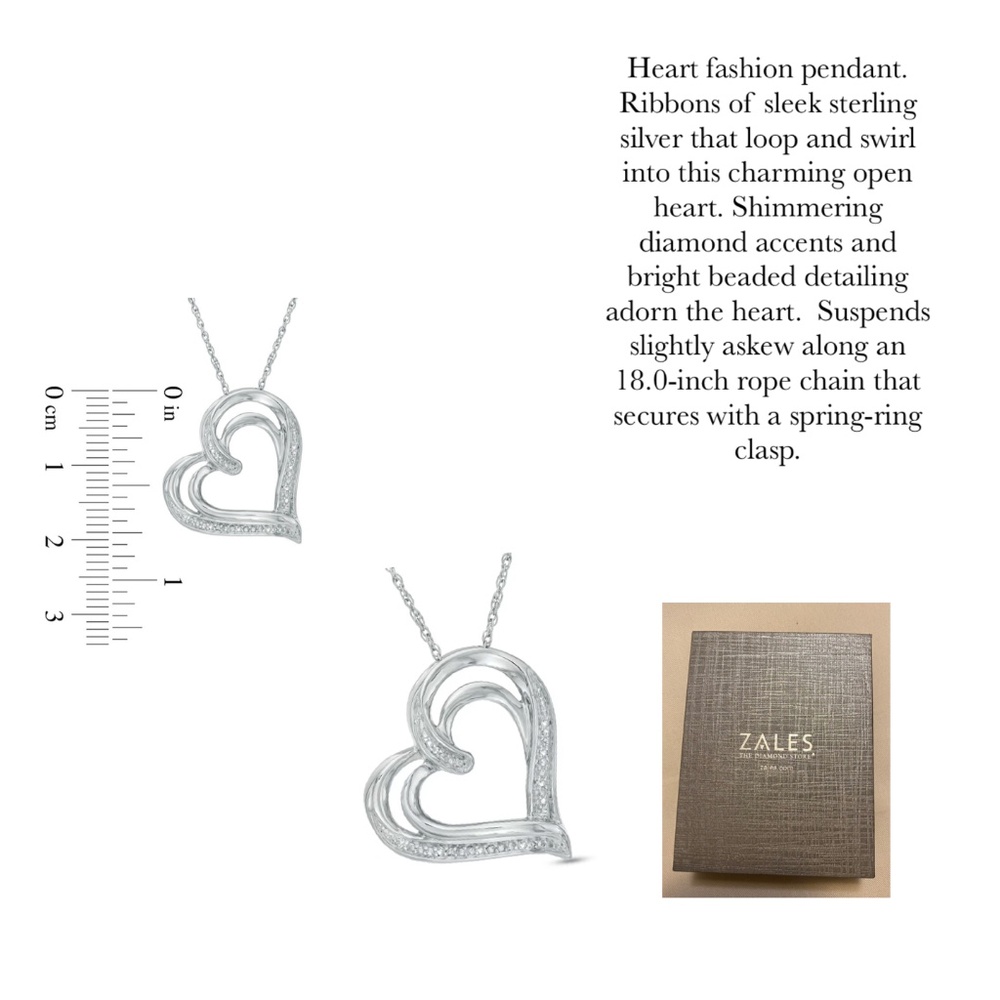 Sterling silver diamond accent.  Heart fashion pendant.  Zales